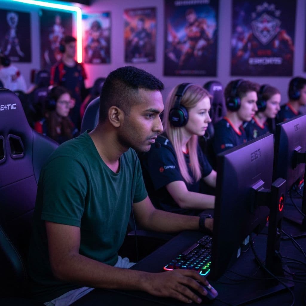 Gamers playing competitive multiplayer games